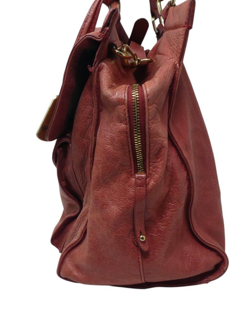 Vince Camuto Red Leather Shoulder Bag Satchel Tote Crossbody Purse - Picture 5 of 14